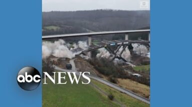 Autobahn bridge demolished with series of explosions