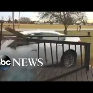 Distracted driver crashes into deck of Ohio home